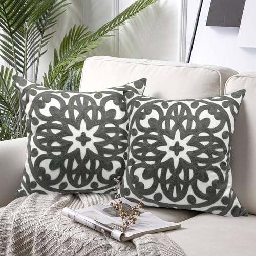Alysheer Embroidered Decorative Throw Pillow Covers 18"x18" Set of 2