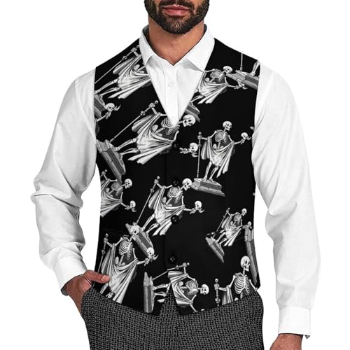 Master-Allegory-Life-Deaths Men's Suit Vest Slim Fit Business Dress Party Pattern Waistcoat Vest Top