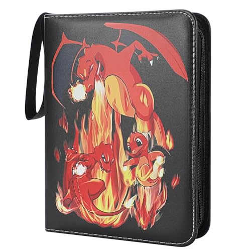 Trading Card Albums 4 Pocket, Trading Card Binder Waterproof, Premium Cards Holder Album with Removable Sleeves, Trading Card Holder, Game Cards Book Folder for Boys Girls