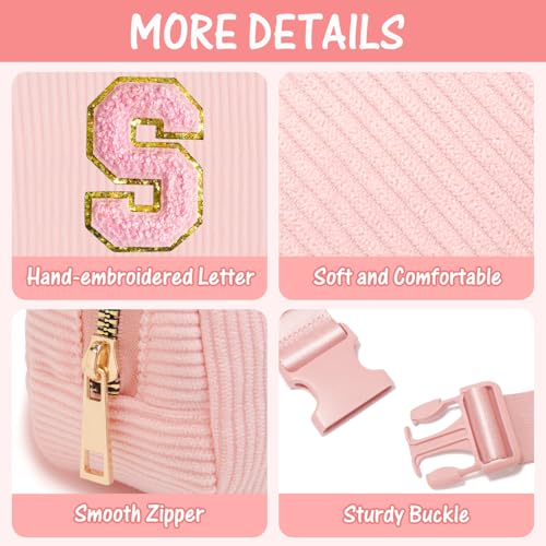 Image of Gitus Gifts for 10-16 Year Old Girls: Trendy Women's Fanny Pack with Initial Letter Patch - Crossbody Belt Bag (Light Pink-S)