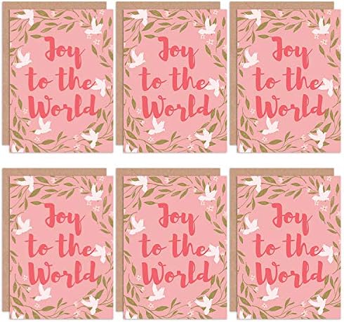 Wee Blue Coo Christmas Cards 6 Pack - Doves Mistletoe Joy To World Set Xmas, 17.5 x 12.5 cm