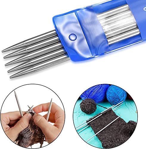 Double Pointed Knitting Needle Sets, 20 Cm/7.8 Inch Stainless Steel Metal Knitting Needles With Double Ended For Beginner, Kids, Sock Knitting Gauge 2 Mm/2.5 Mm/3 Mm/3.5 Mm/4 Mm/4.5 Mm/5 Mm #TOP3