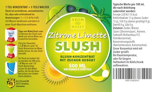 Zitrone-Limetten-Slushkonzentrat 500 ml, Mischungsverhältnis 1:5 | Slush-Eis | Crush-Eis | Wassereis | ohne künstliche Farbstoffe | für Slushie-Maker – Bild 3
