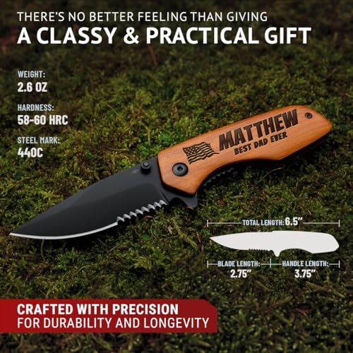 Custom Knife - Personalized Gifts for Men and Women - Engraved Gift for Dad Husband Boyfriend Wife Girlfriend - Customized Pocket Knives for Birthday, Anniversary - Best Unique Present 6611 PS - Image 4