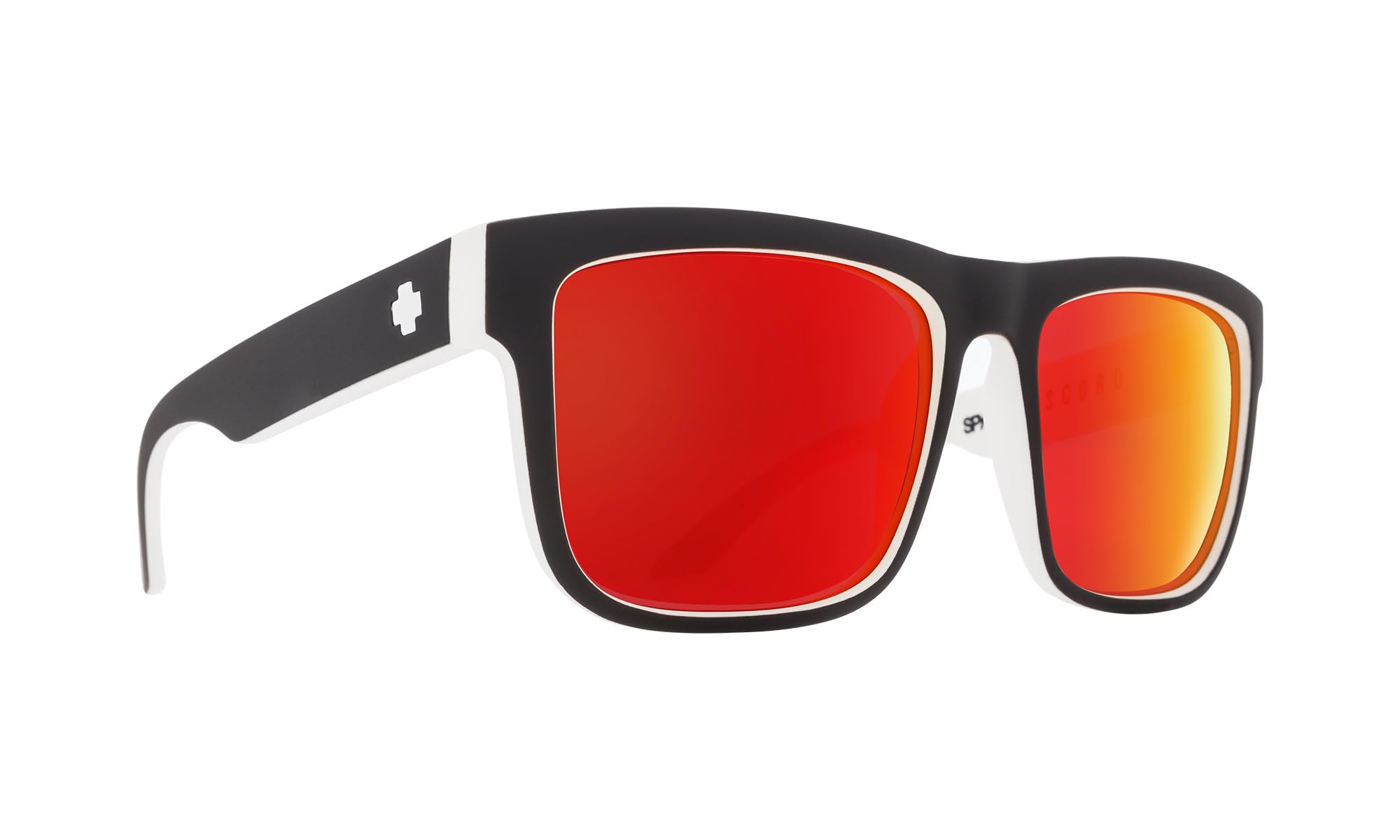 SPY Optic Discord Square Sunglasses Color and Contrast Enhancing Lenses Whitewall - HD Plus Gray Green with Red