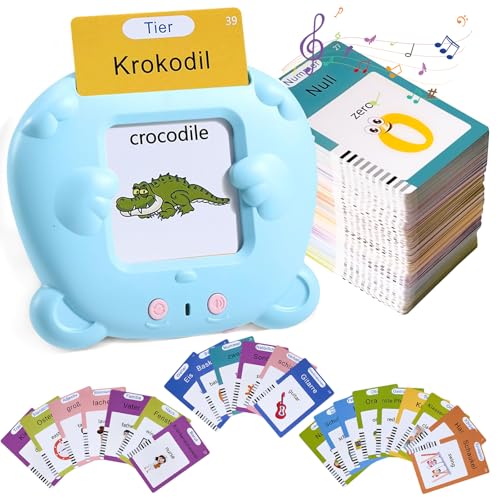TAIHOBO Sprechende Lernkarten Deutsch und Englisch mit 255 Blätter 510 Wörter, Sprechende Flash Cards Autismus Spielzeug ab 2 3 4 5 6 Jahre, für Jungen Mädchen, Geschenk zu Weihnachten