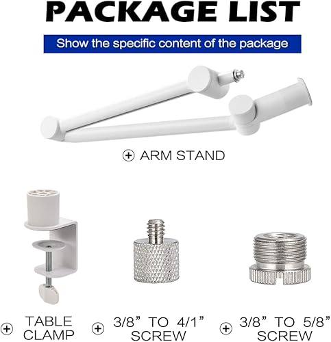 Miniatura 9 de BOMGE Soporte de micrófono con brazo de brazo  Soporte de brazo de tijera de suspensión ajustable resistente con canales de gestión de cables,