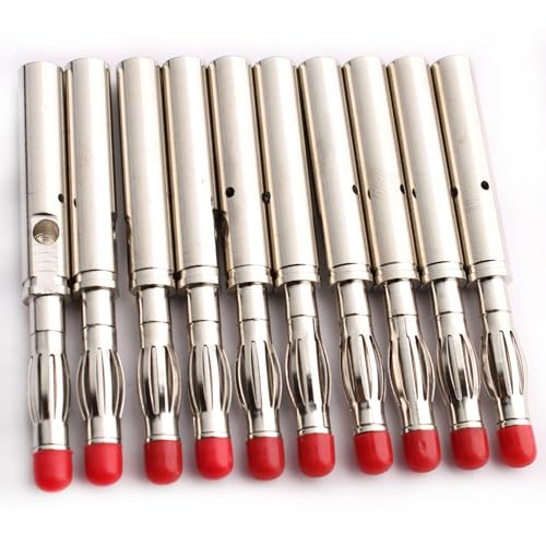 RUNCCI-YUN 10 Stück 4 mm Bananenstecker, isoliert, stapelbar, für Testkabel und Multimeter (rot/schwarz)