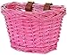 EIRONA Kids Bicycle Wicker Basket for 12 14 16 18 20 Inch Girls Bike, Scooter, Tricycle, Kids Bike Accessories, Rattan Bicycle Storage, Pink