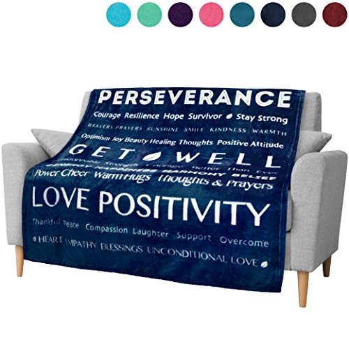 PAVILIA Healing Thoughts Blanket Inspirational Throw for Recovery | Soft Fleece Caring Gift