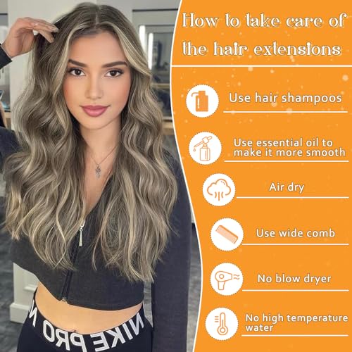 Image of YDDM Balayage Medium Brown Mixed Dark Blonde Tape in Hair Extensions Human Hair 16 Inch 20pcs Remy Human Hair Extensions Tape in Straight Seamless Skin Tape in Hair Extensions(10 /10 /22#, 16 Inch)