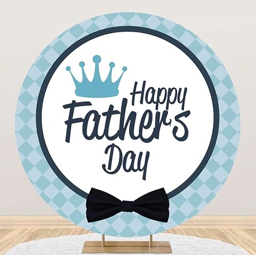 Leyiyi 7.2x7.2ft Happy Father's Day Round Backdrop Cover Polyester Crown Black B