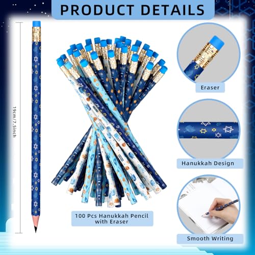 Lápices de madera Hanukkah con borrador 100 unidades miniatura 2