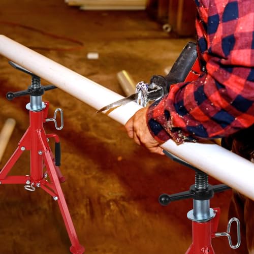 Pipe Jack Stand, V Head Pipe Stand with 4-Ball Transfer, Adjustable Height 28-52In, 2500 LBS Capacity, 1/2 to 12 Inch Supporting, Portable Folding Heavy Duty Pipe Jacks for Welding - Thumbnail 6