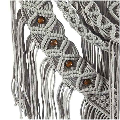 Décoration murale macramé coton gris grand format salon et chambre - 3