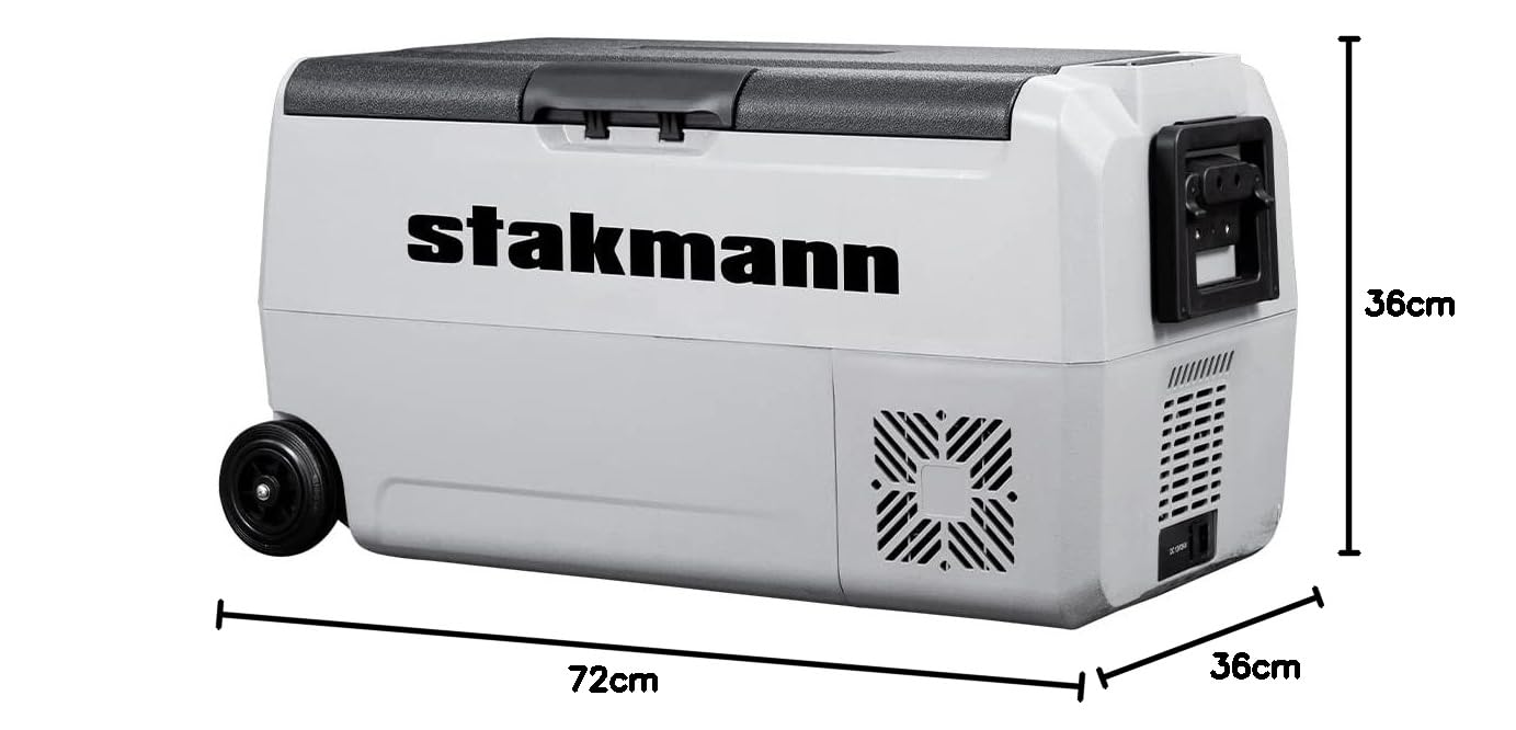 Frigorifero Portatile con Compressore 12V 220V, Frigo Congelatore con 2 Scomparti, Ruote e Manici Laterali, AC-DC 12/24 V, Ideale per Auto, Camper, Barca, Viaggi, Picnic (36 Litri)