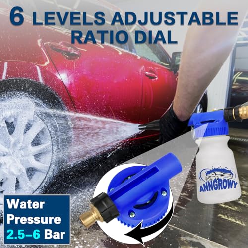 Image of anngrowy Car Wash Foam Gun Soap Car Wash Foam Cannon for Garden Hose Foam Sprayer Car Wash Soap Foam Gun Hose Foam Cannon Blaster Hose Foam Cannon Gun Quick Connector to Any Garden Hose (Blue)