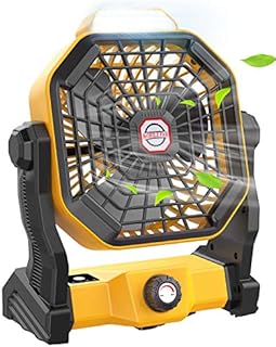 Camping Fan with LED Lantern, 10400mAh 9-Inch Rechargeable Outdoor Tent Fan, 270°Head Rotation, Stepless Speed and Quiet Battery Operated USB Fan for Picnic, Barbecue, Fishing, Travel