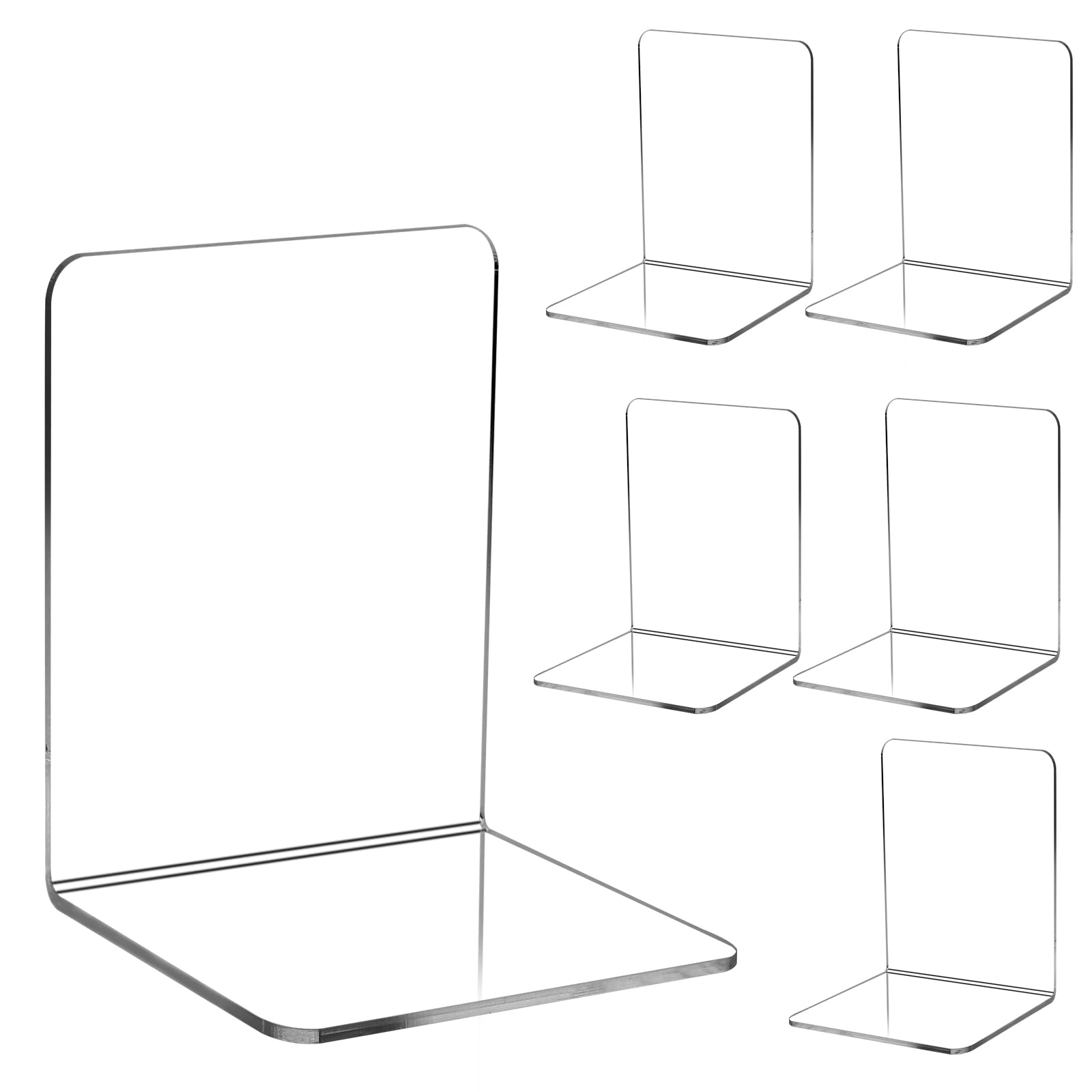 Otauoaea 6 Piezas Juego de Sujetalibros, Sujeta Libros Acrilico Transparente Adecuado para la Escuela, el hogar, la Oficina, la Biblioteca, el Dormitorio y la organización del Escritorio