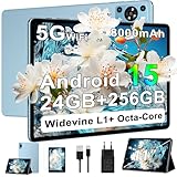11 Inch Tablet, 2025 Android 15 Tablets with Octa Core, 24GB+256GB, 13+5MP Camera, Electronics Tablets with Widevine L1, 8000mAh Battery, 5G WiFi, GPS, HD IPS Display, 1TB Expand, BT 5.0 -Metal Blue