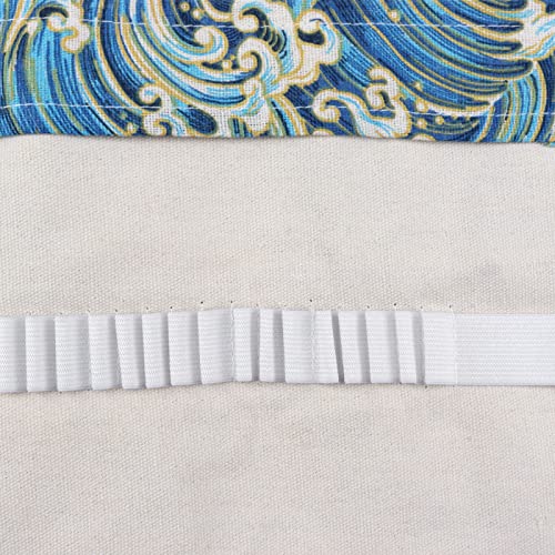 Image of Canvas Pencil Wrap Case, 48 Holes Colored Pencil Roll Holder Storage Pouch for Office (48 Holes, Blue)