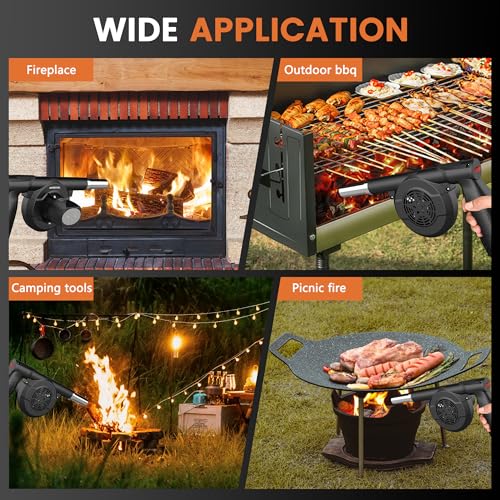 MILBOPAX Wireless Electric Bellows Portable Fireplace Tools Air Blower 12V Fan Bellows Fire Wood Stove Blower Outdoor BBQ Camping Fire Fan