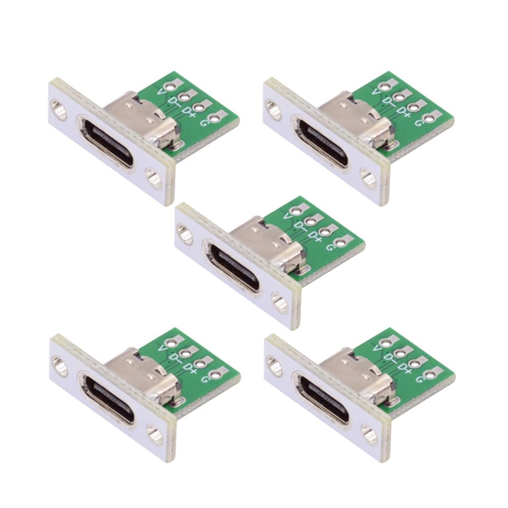 xiwai 5pcs USB Type C Female Socket DIY OEM PC Board 24pin USB 2.0 Pinout Panel Mount Type Connector for Repair Replacement Parts