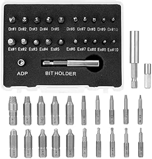 Mesee 22 Pieces Damaged Screw Extractor Kit, Screws Extractor Drill Bit Broken Bolt Quick Stripped Remover Set with Magnetic Extension Bit Holder and Socket Adapter