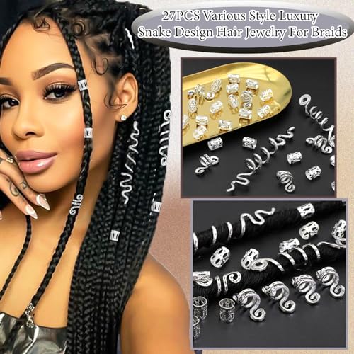 Accesorios de Metal para Trenzas 27 Pzas Plata miniatura 4