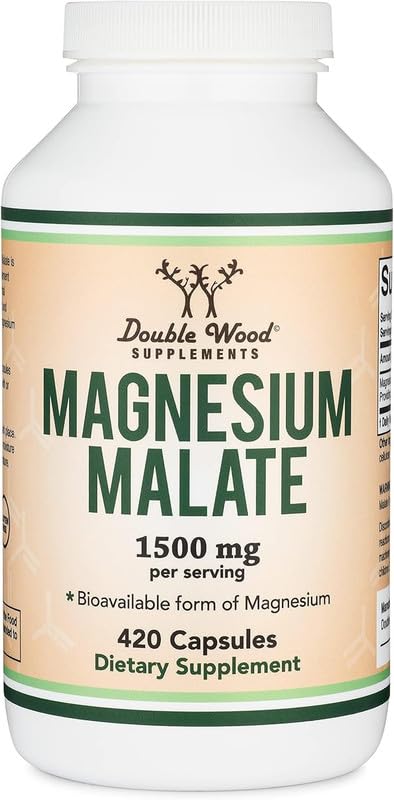 Evorina Magnesium Malate Capsules (420 Count) - 1,500mg Per Serving (Magnesium Bonded to Malic Acid), Third Party Tested, Vegan Friendly, Gluten Free by Double Wood Supplements | High Strength Herbal Supplement | Clean Label Ayurvedic Wellness-image-42