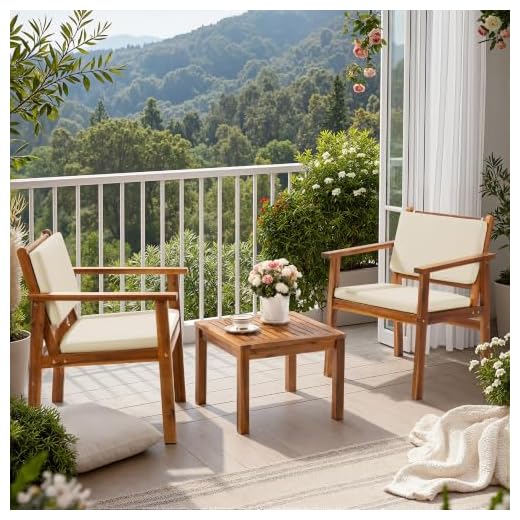 Flamaker Acacia Wood Patio Conversation Set