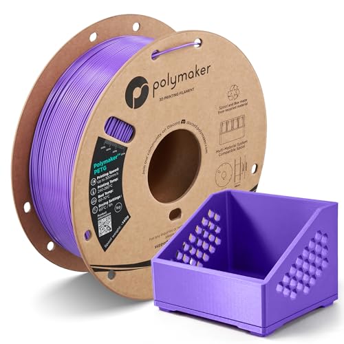 Image of Polymaker PETG Purple 3D Printer Filament 1.75mm 1kg, High Speed PETG up to 300mm /s, High Strength New Formula, Excellent Layer Adhesion, Warp Free, Compatible with Most 3D Printers