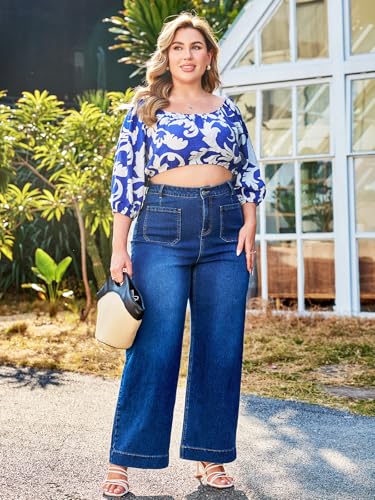 Women's Wide Leg Jeans and Straight Leg Jeans with High Waist, Denim Pants Available in Ankle and Standard Lengths （Regular）2