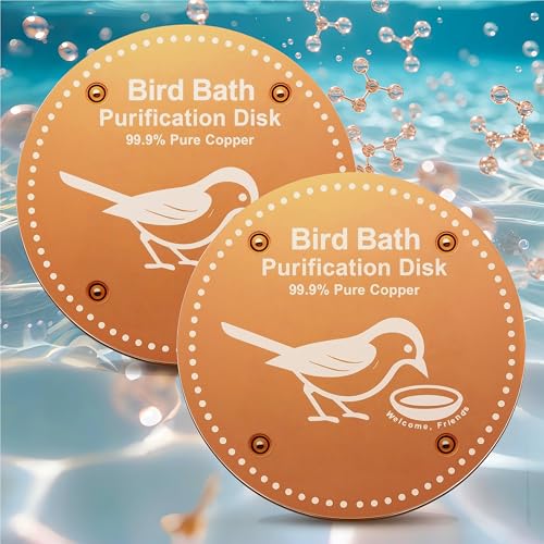 Bird Bath Purification Disc Pure Copper Backyard Outside Solar Power Wild Hummingbird Pedestal Fountain Cleaner Outside Humming Feeder Cage Dispenser Heater Bowl Ground Safe Garden Lover Women Gift