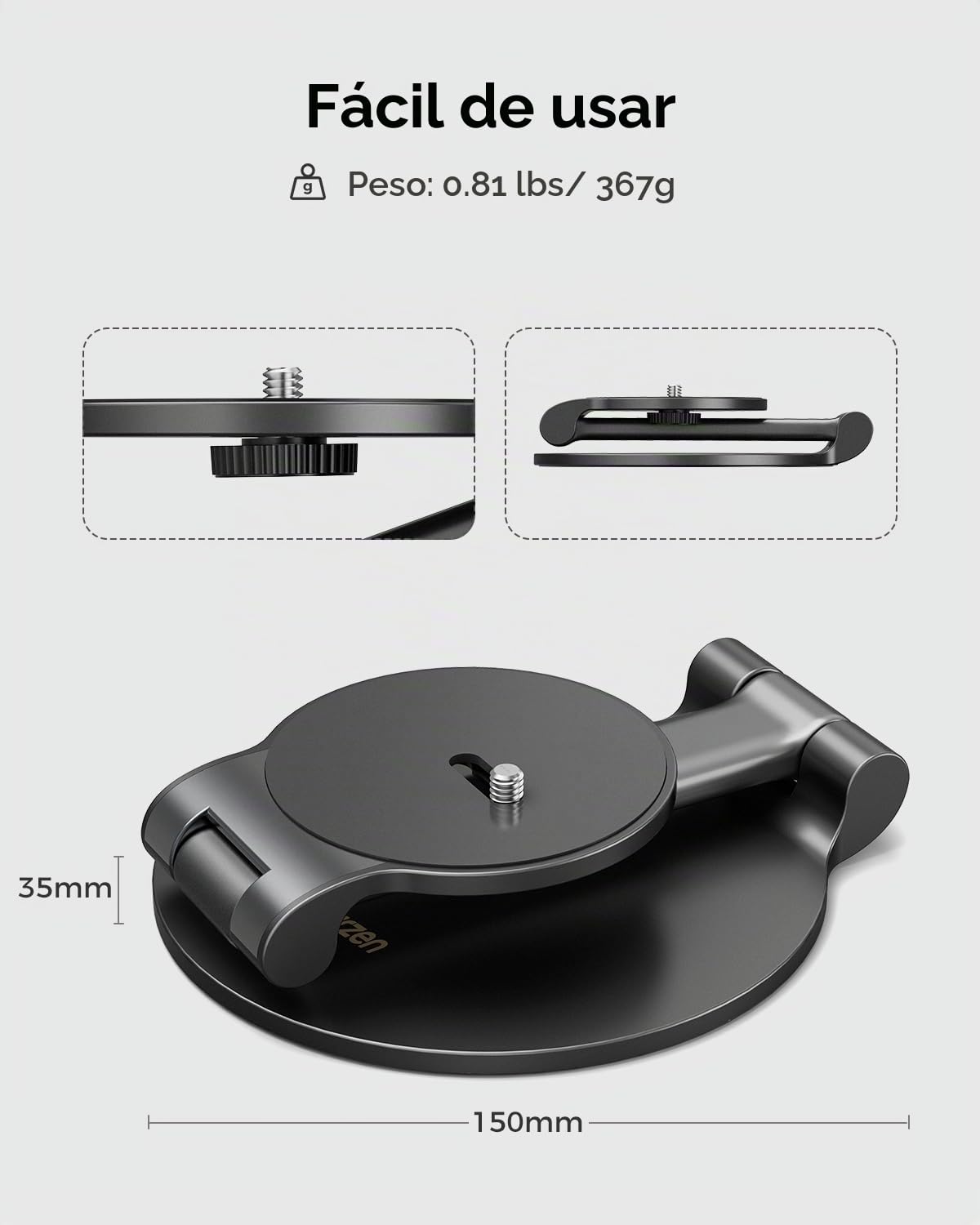 Aurzen Soporte plegable para proyector, ultracompacto con fácil configuración, rotación de 180°, compatible con TMY, HAPPRUN, Yaber, Epson y la mayoría de proyectores (tornillo de ¼ de pulgada, solo