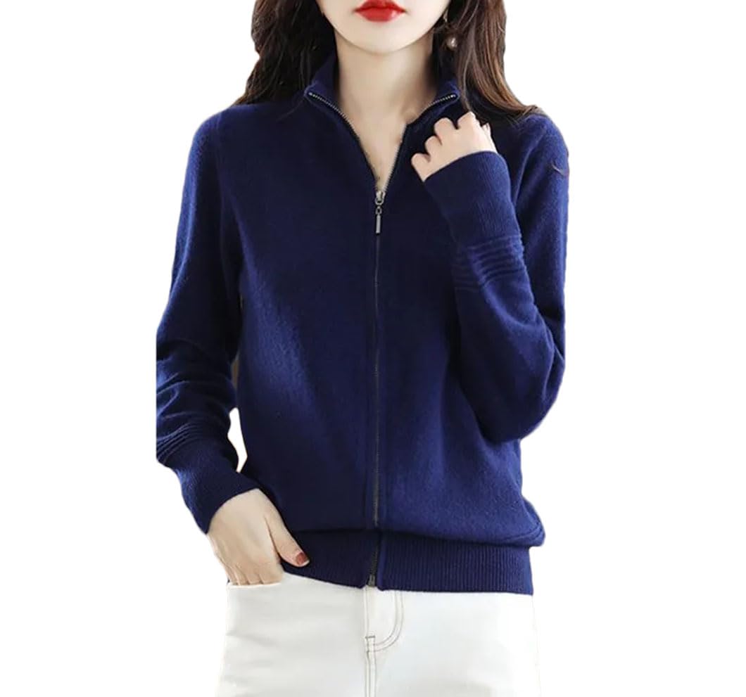 Women Knitted Sweater Women Thick Slim Cardigans Stand Collar Zipper Cardigan Casual Knitwear Sweater