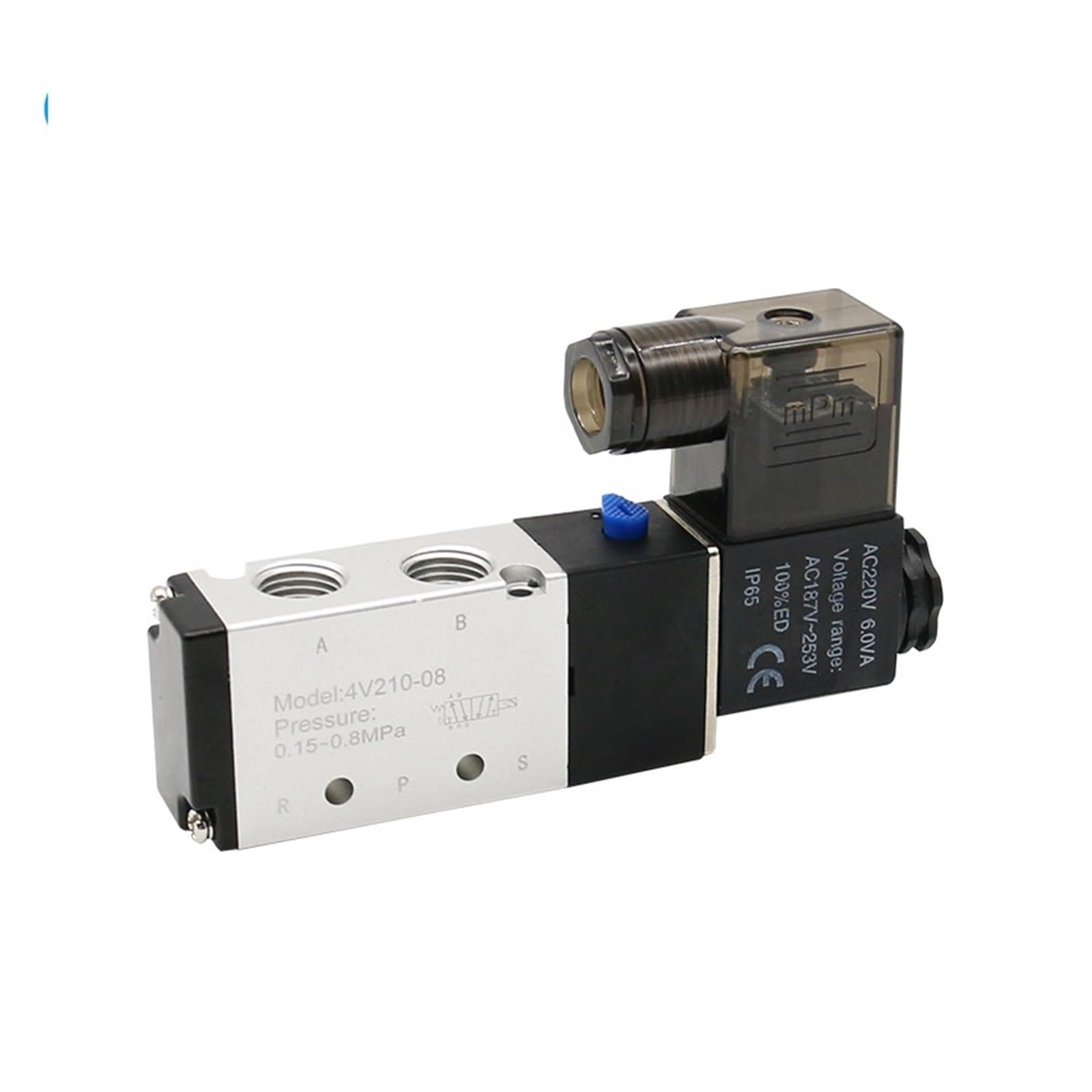 UWUKCJOKQ 1PCS Pneumatic Electric Solenoid Valve, 5 Way, 2 Position, 4V210-08, 12V, 24V, 110V, 220V, Coil