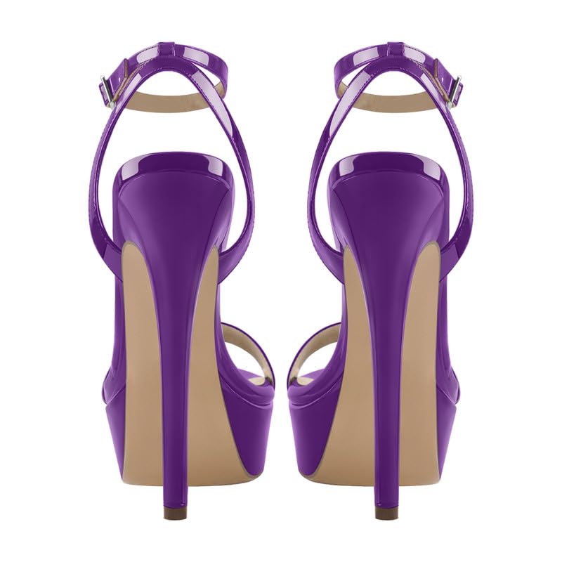Image of Platform Stiletto High Heels for Women, Round Open Toe Ankle Strap Sexy Heeled Sandals for Wedding Party Dress