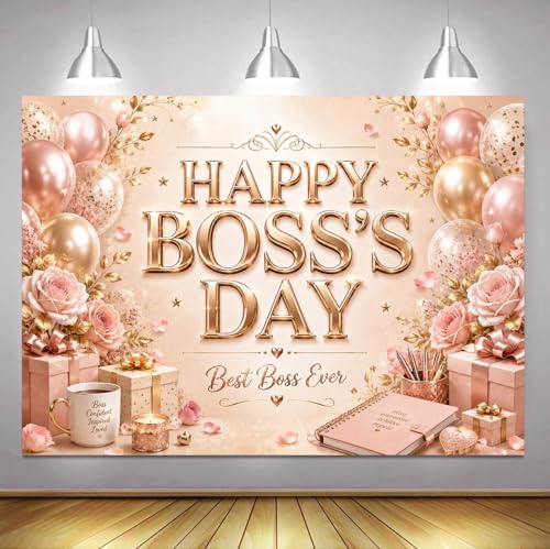 Toile de fond Happy Boss Day déco bureau et fête dorée