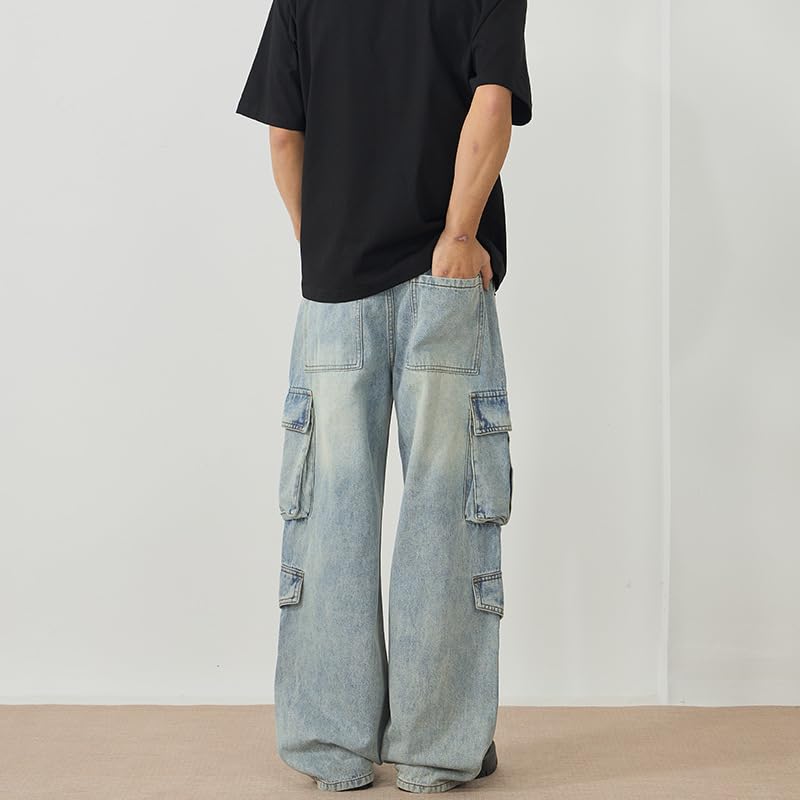 Men's Jeans Lightweight Ice Silk Summer Denim Loose Fit Straight Leg Pants4