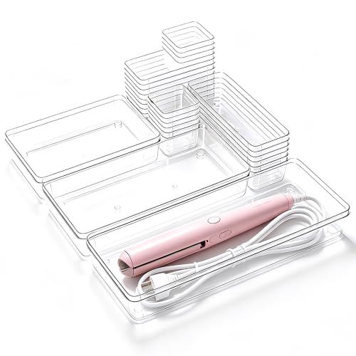 Image of Manalete 31 Pcs Clear Plastic Drawer Organizer, Makeup & Vanity Organizer