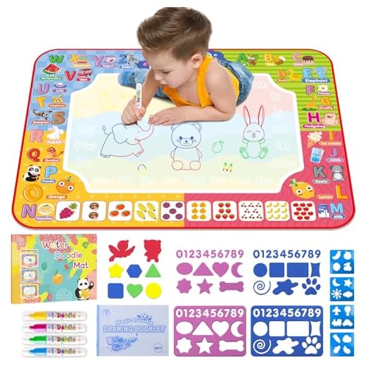 Water Doodle Mat 32 x 24 Inches Kids Water Painting Doodle Drawing Mat Toy Writing Free Coloring Extra Large Magic Educational Toys for Boys Girls Age 3 4 5 6 7 8 Year Old Christmas Birthday Present