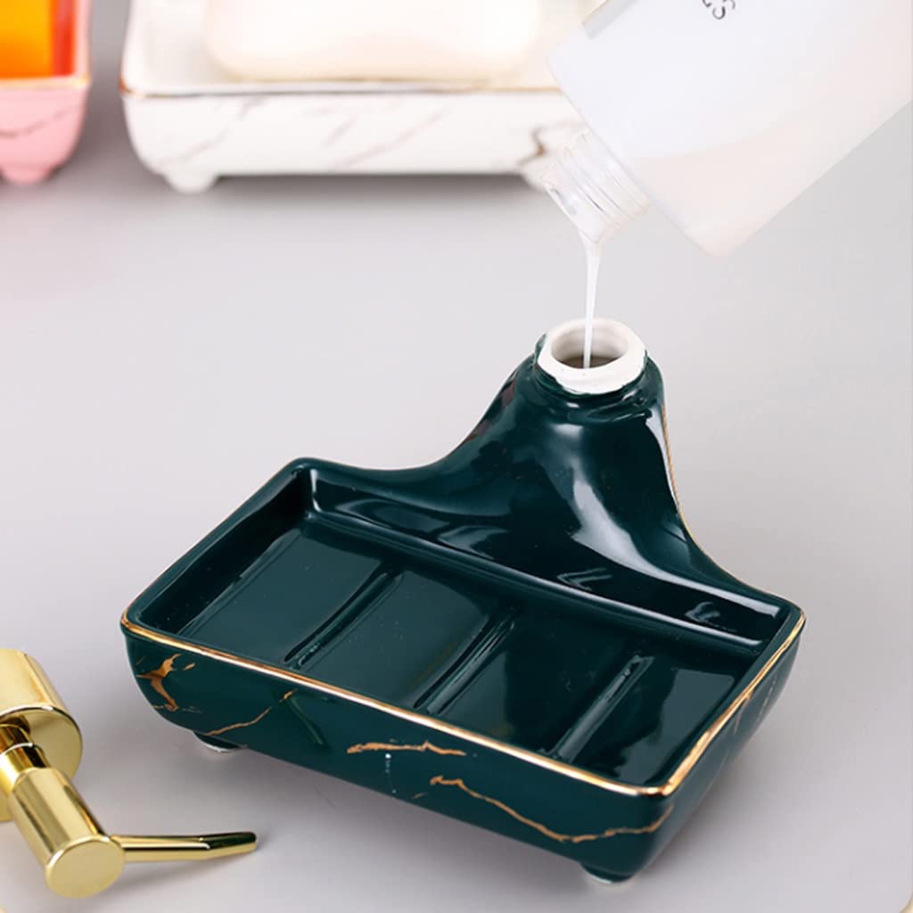 Jabonera Autodrenante Cerámica Drenaje Encimera jabonera plato lavabo baño de cocina jabón de cocina sanitizador de mano prensa Sub-embotellado de baños integrado. Jabonera Jabonera Guardar