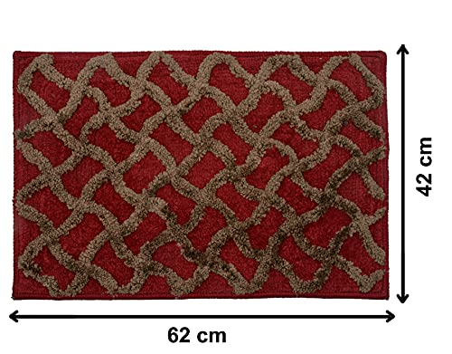 Image of Kuber Industries Washable, Non Slip Velvet Doormat for Indoor (Maroon)