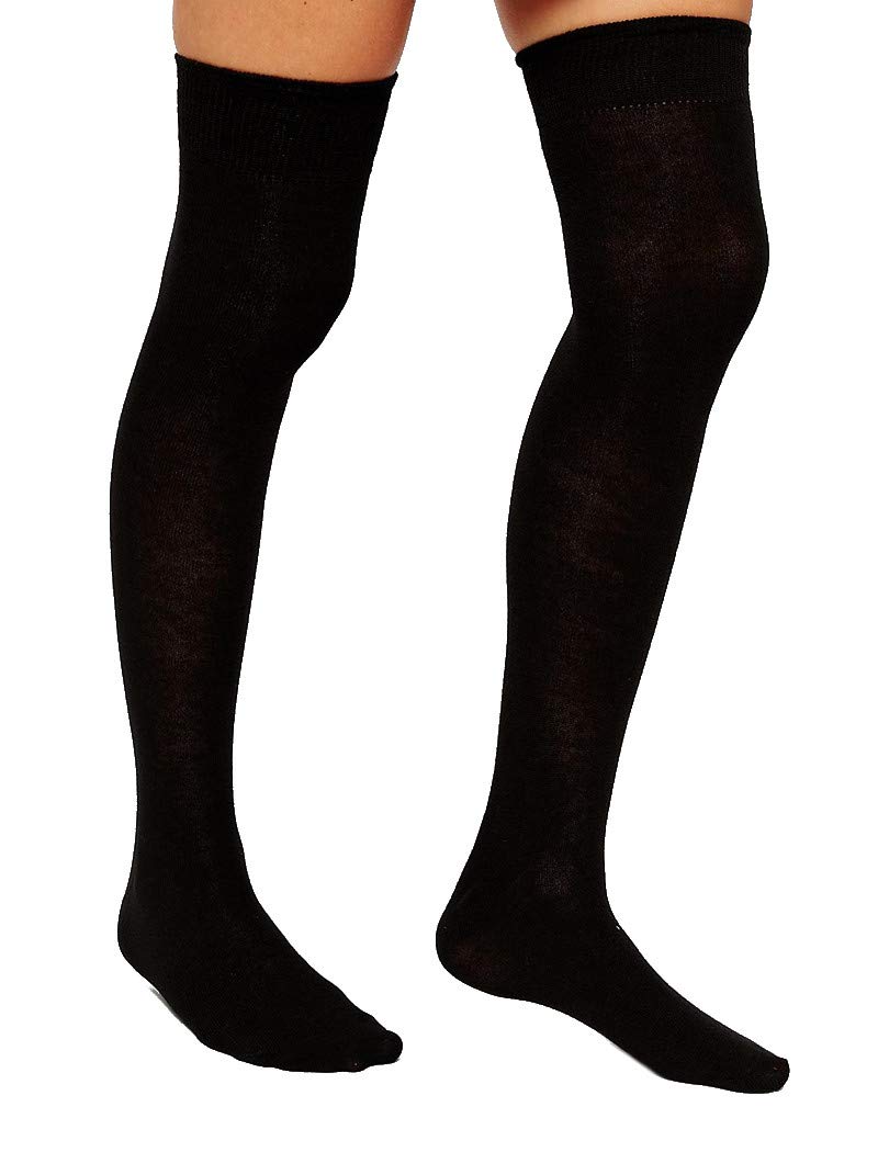 Silky Scarlet Ribbed Over The Knee Socks - Black One Size