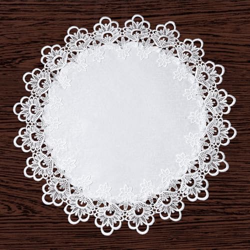 URROMA Mantel redondo bordado floral de 23 pulgadas, elegante decoración del hogar, centro de mesa, mantel individual rústico al aire libre, banquete, fiesta, picnic