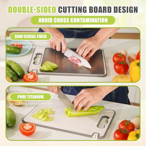 Tablas de Cortar Titanium AGIgear HD-A259 Dual-Sided 35.56 cm x 25.4 cm con Mango, Antideslizante y Apta para Lavavajillas miniatura 4
