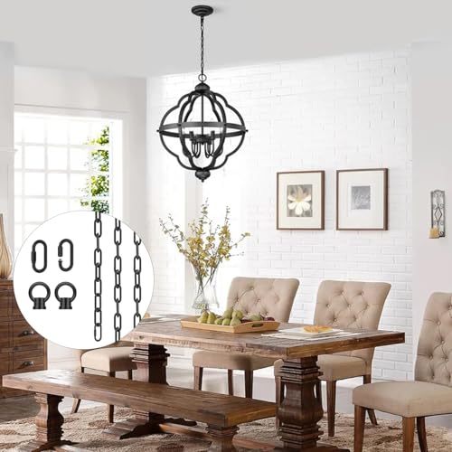 Image of garini 2P 10 Feet Industrial Black Light Fixture Chain, Adjustable Metal Pendant Chandelier Chain Extension with Detachable Link, Maximum Load is 66 Pounds