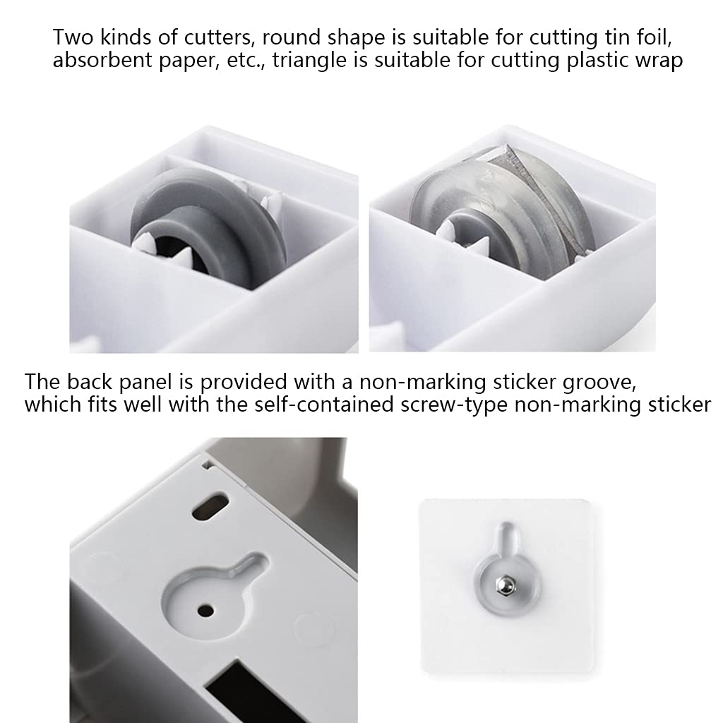 Estante de almacenamiento de cocina 6 en 1 con soporte multifuncional para toallas de papel, cortador de película adhesiva y dispensador de papel de aluminio