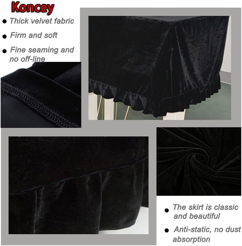Grand Piano Cover Premium Velvet Universal Upright Piano Cover for Yamaha C3 / GA1 / C5X / C6 (Color : Green, Size : 170cm-180cm)